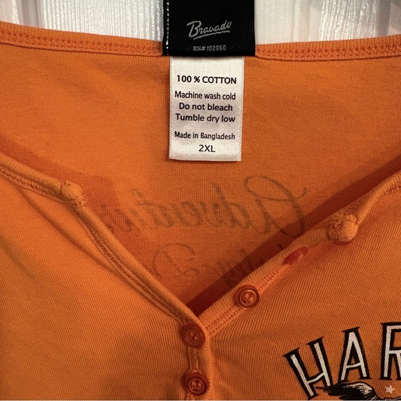 Harley-Davidson Adventure Dover Ohio Long Sleeve Top Orange 2XL EUC - Picture 3 of 5